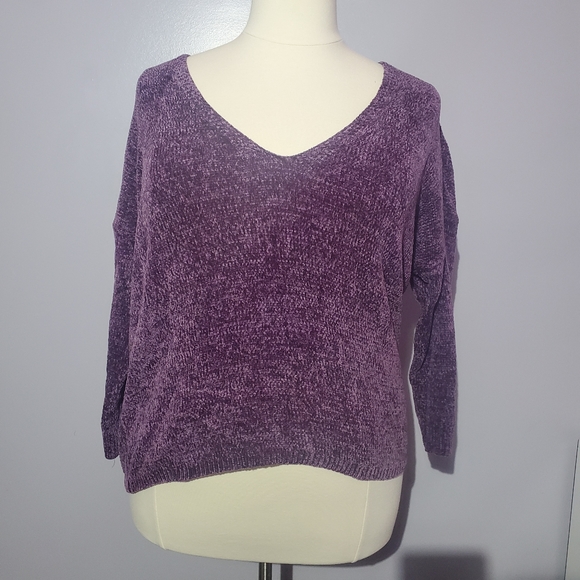 Express Sweaters - Express oversized v neck velvet sweater